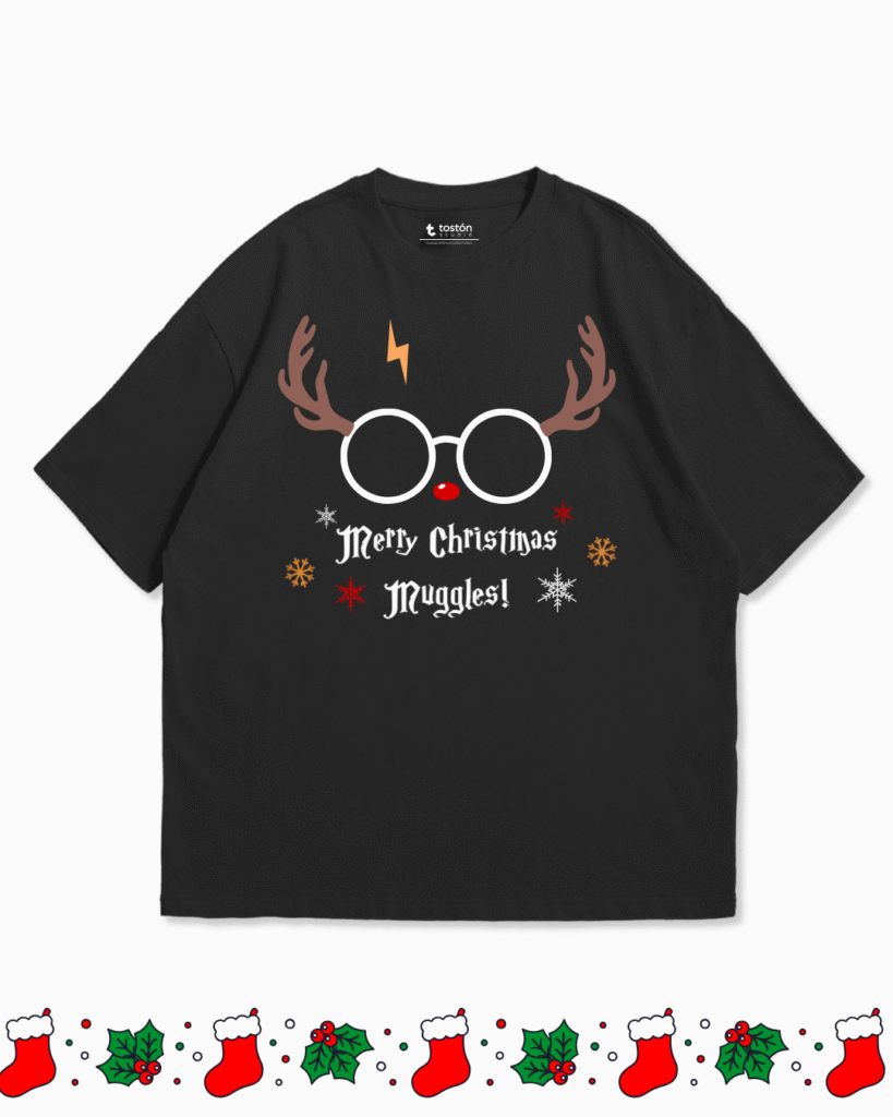 Remera | Oversize | Remera - Merry Christmas Muggles - Edición Mágica